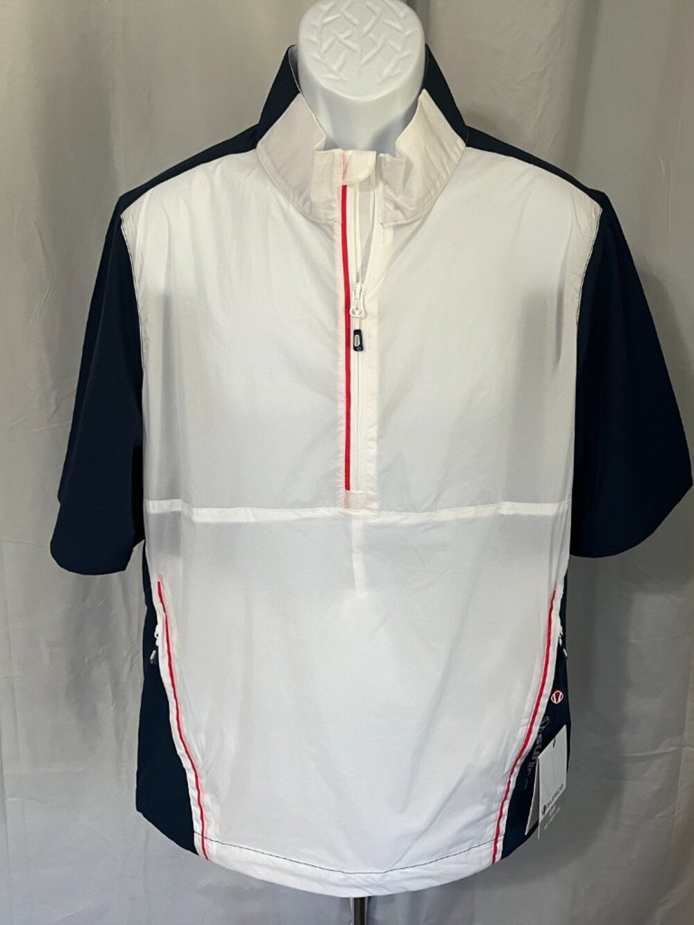 ⛳ NWT Sunice Men’s Wind Pullover M Red White Blue Golf Jacket EUC 🏌️